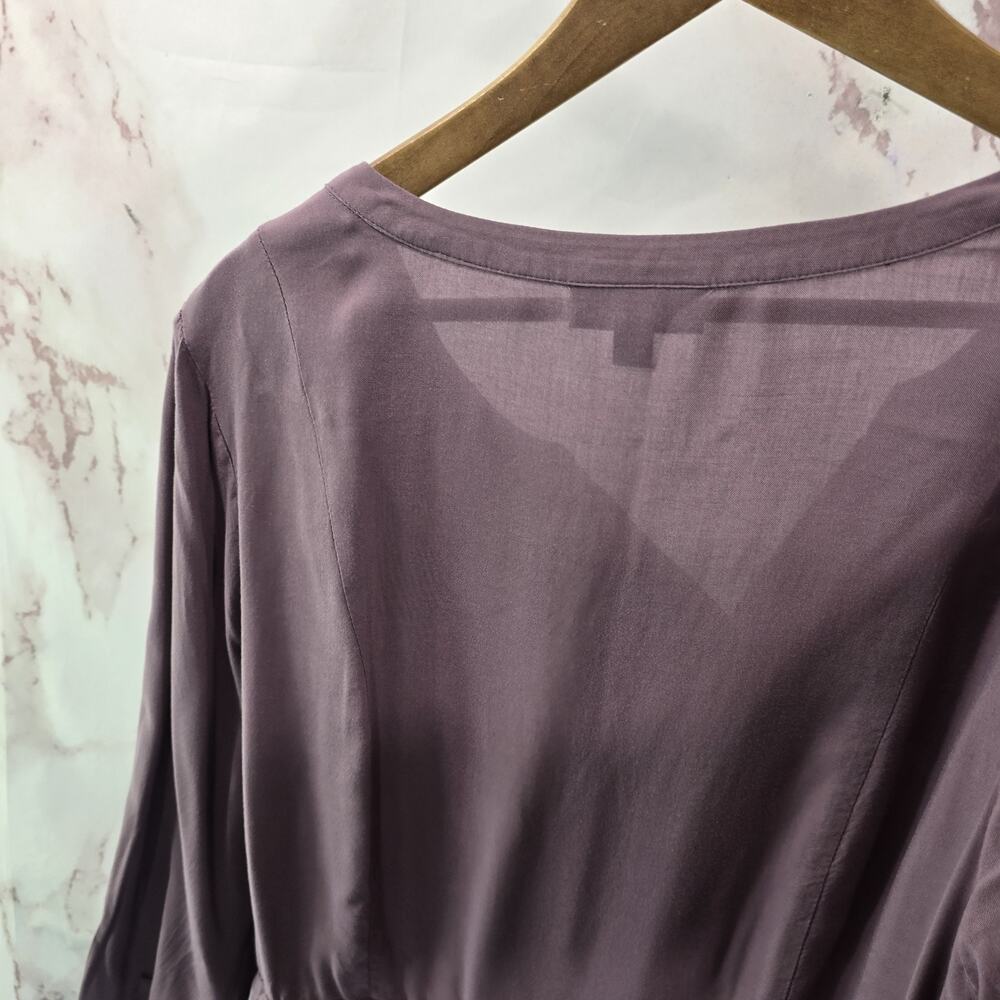 ModCloth Shirt Womens 2X Purple Muave Button Up Blouse Tie Back Mod Cloth - Picture 6 of 10